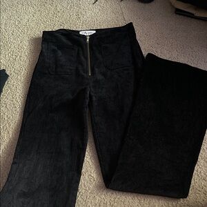 Black Velvet Pants with Zipper